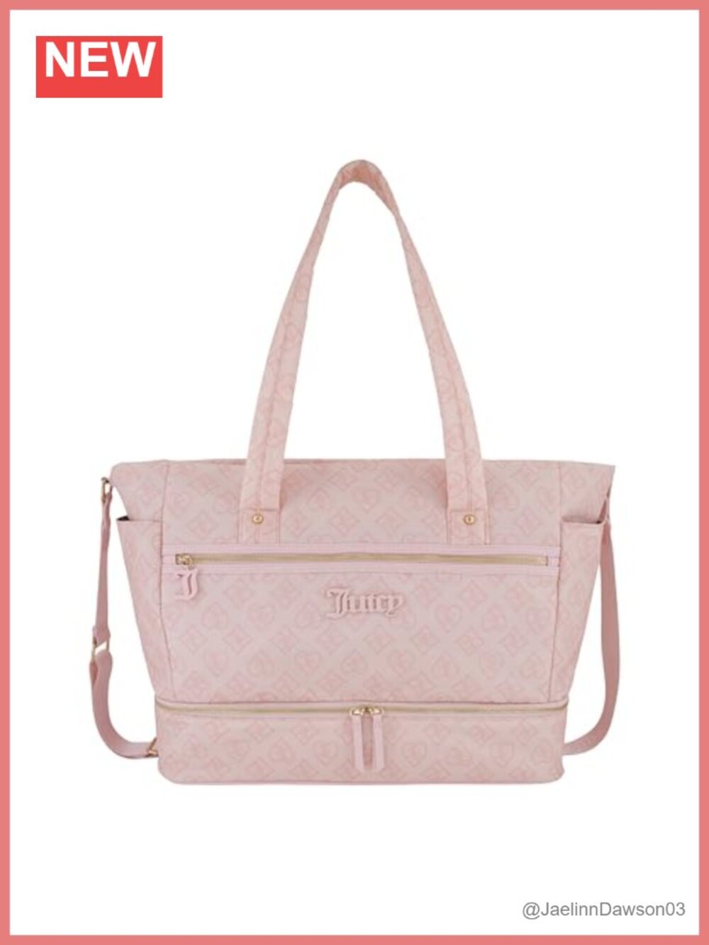 Juicy Couture Weekender Bag, PU Leather Travel Tote, Spacious Overnight Carryall